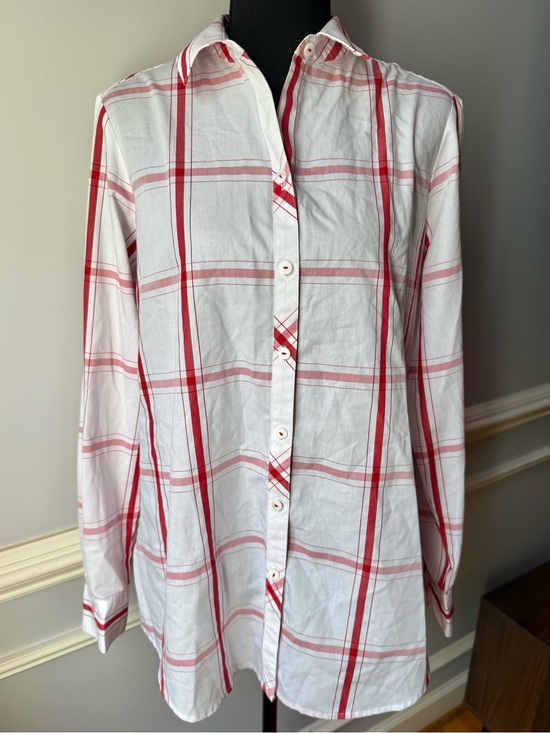 Foxcroft Tops - Foxcroft NYC Wrinkle Free Red White Plaid Button Front Long Sleeve Shirt‎ 10